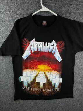 Metallica Master Of Puppets T Shirt Black Short Sleeve Medium Rock Star Graphic